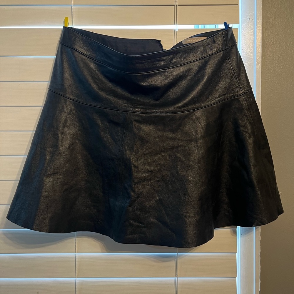 Black leather mini skirt